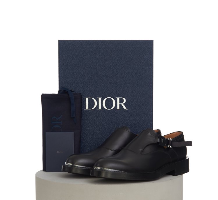 Evidence Monk Shoe In Black Calfskin With Aluminium Buckle
