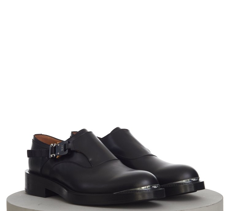 Evidence Monk Shoe In Black Calfskin With Aluminium Buckle