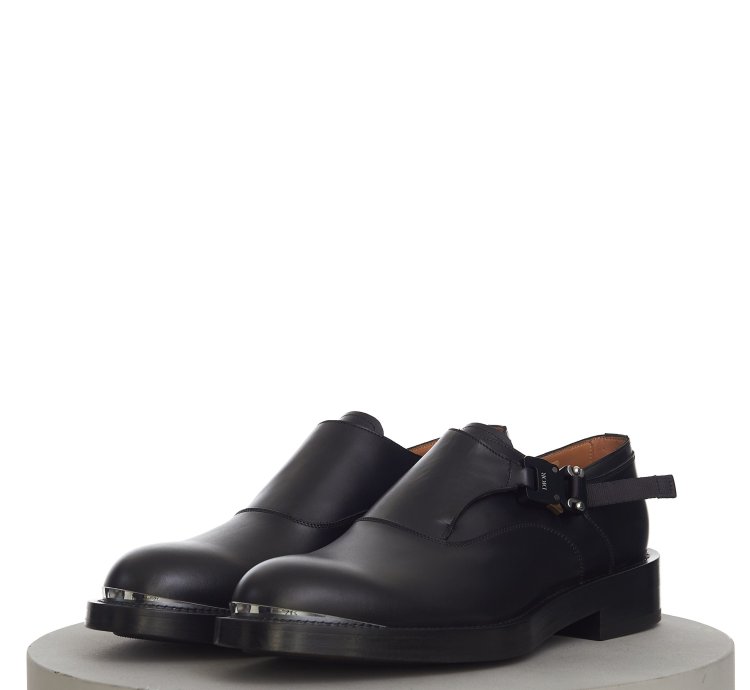 Evidence Monk Shoe In Black Calfskin With Aluminium Buckle
