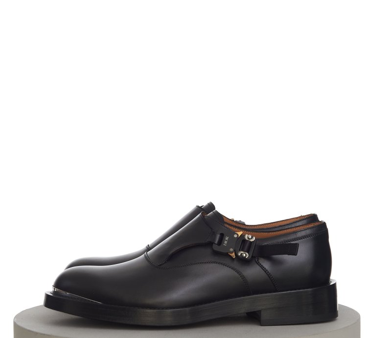 Evidence Monk Shoe In Black Calfskin With Aluminium Buckle