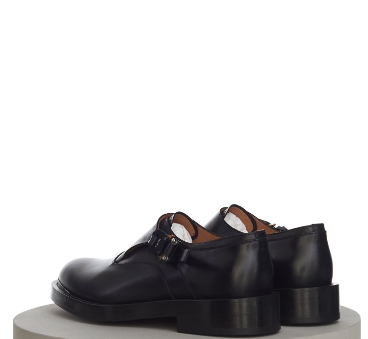 Evidence Monk Shoe In Black Calfskin With Aluminium Buckle