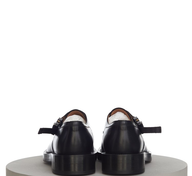Evidence Monk Shoe In Black Calfskin With Aluminium Buckle