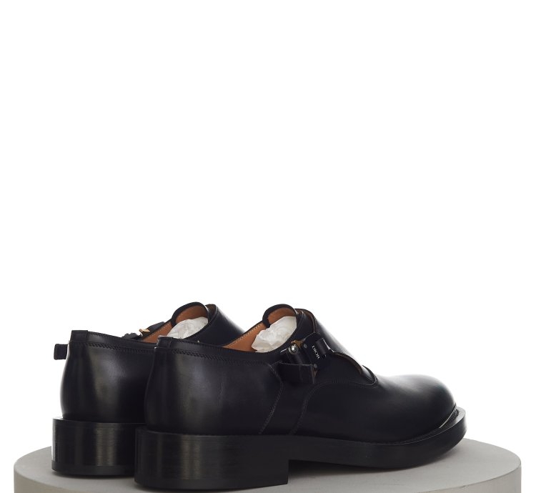 Evidence Monk Shoe In Black Calfskin With Aluminium Buckle
