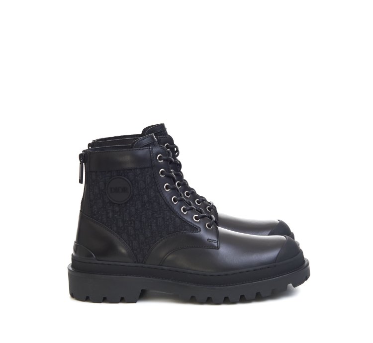 Explorer Ankle Boot In Black Calfskin Oblique Jacquard