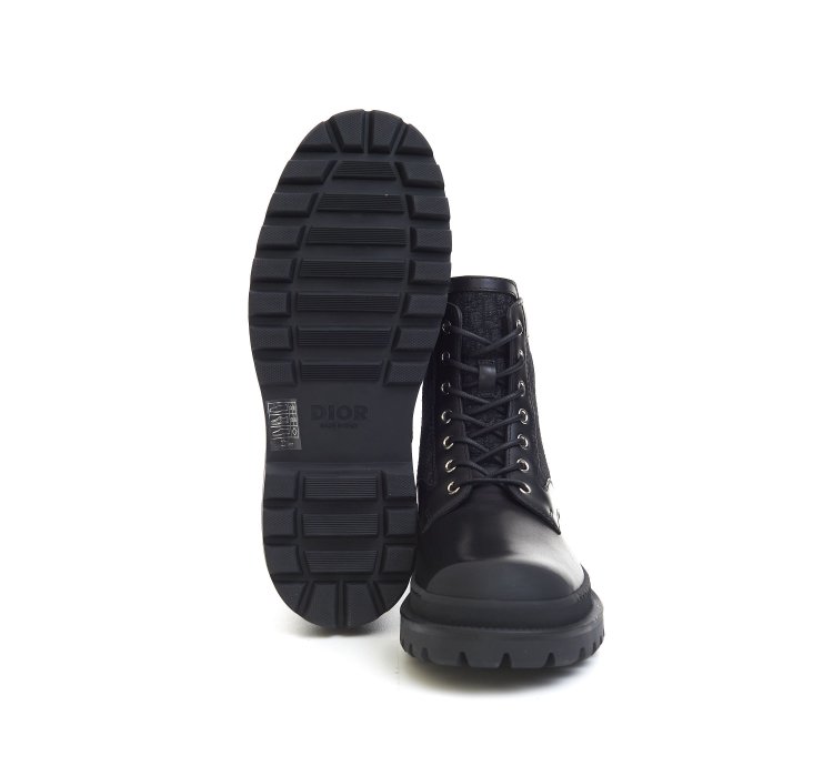 Explorer Ankle Boot In Black Calfskin Oblique Jacquard