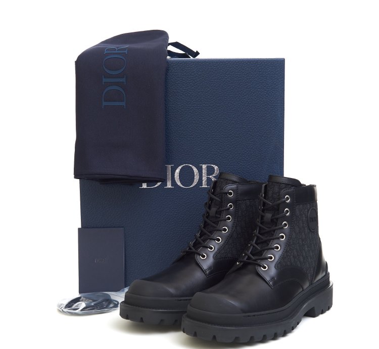 Explorer Ankle Boot In Black Calfskin Oblique Jacquard