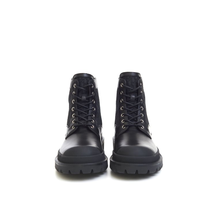 Explorer Ankle Boot In Black Calfskin Oblique Jacquard