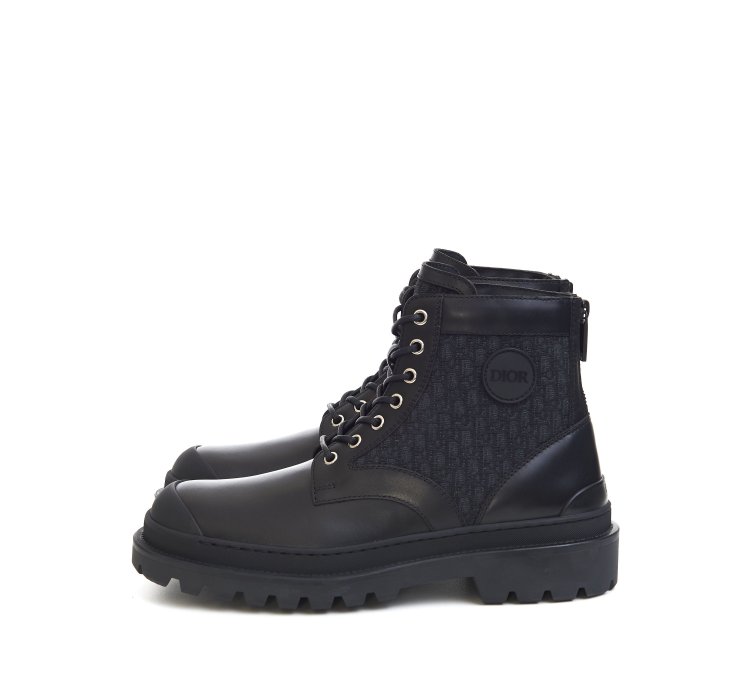Explorer Ankle Boot In Black Calfskin Oblique Jacquard