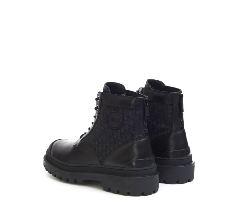 Explorer Ankle Boot In Black Calfskin Oblique Jacquard