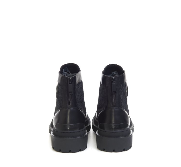 Explorer Ankle Boot In Black Calfskin Oblique Jacquard
