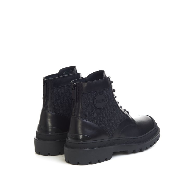 Explorer Ankle Boot In Black Calfskin Oblique Jacquard