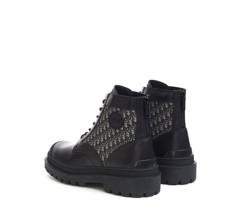 Explorer Ankle Boots In Black Calfskin Beige Oblique