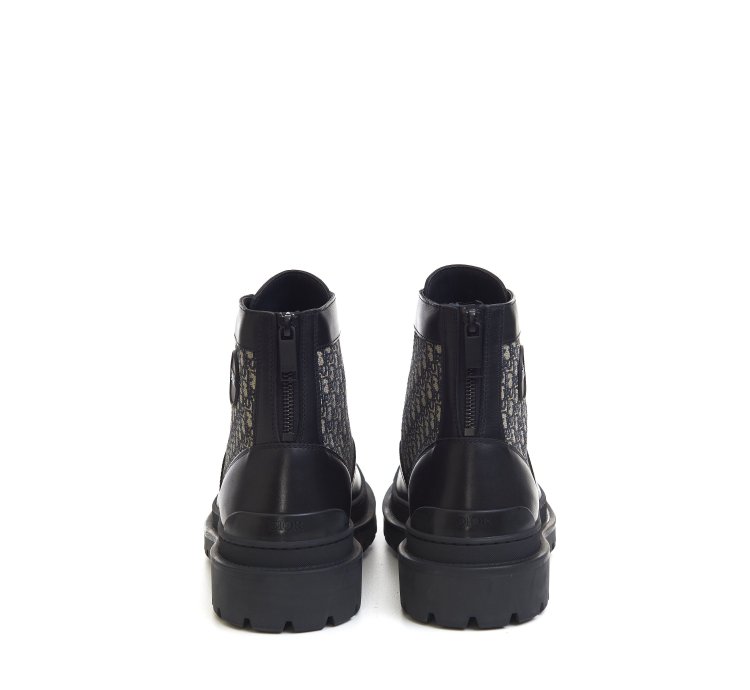 Explorer Ankle Boots In Black Calfskin Beige Oblique