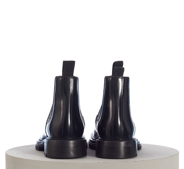 Explorer Ii Oblique Chelsea Boot In Black Polished Calfskin