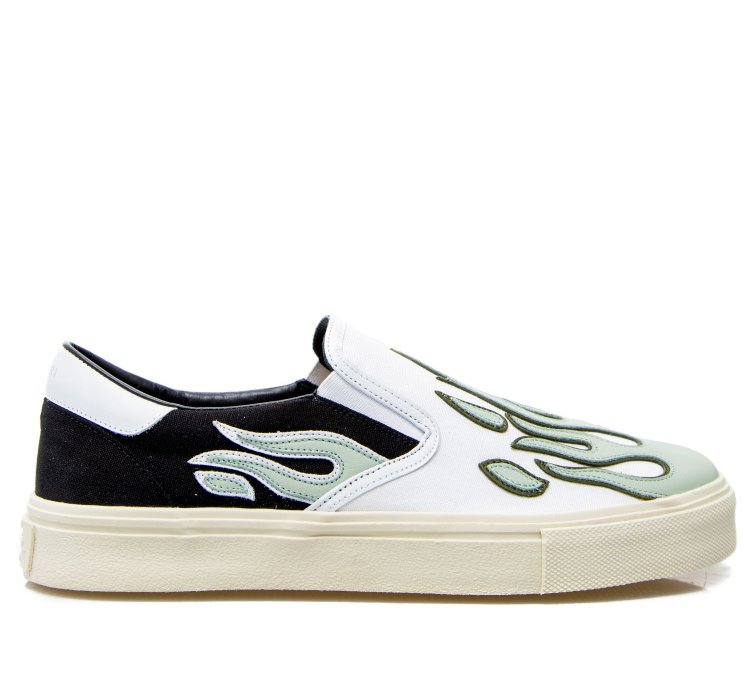 Flame Slip On In Pale Lime Black White