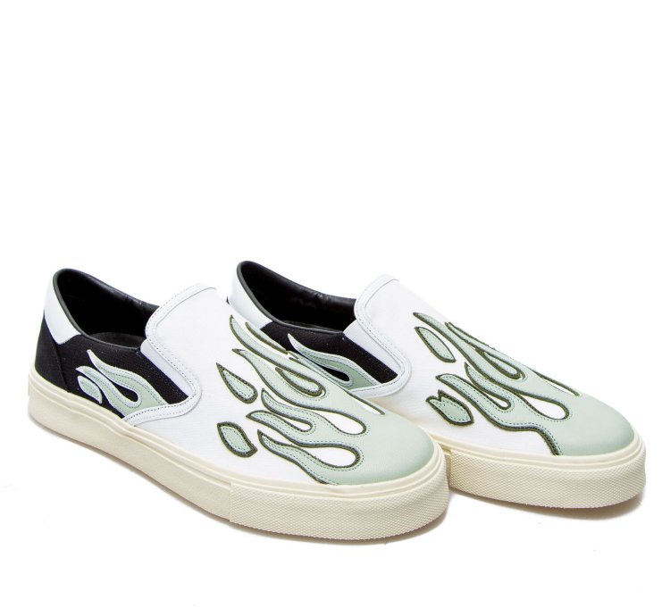 Flame Slip On In Pale Lime Black White