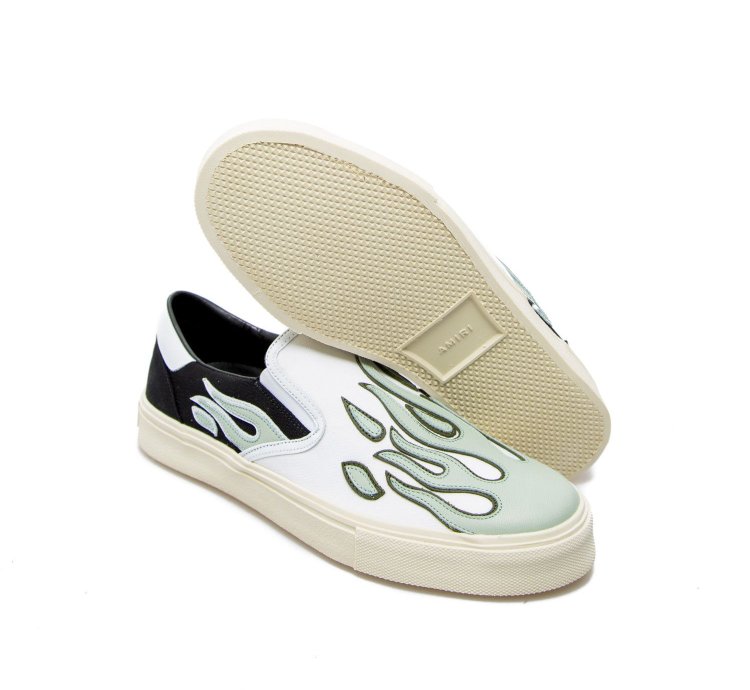 Flame Slip On In Pale Lime Black White