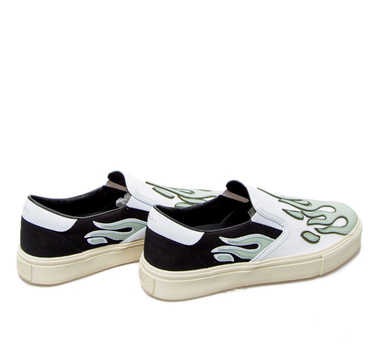 Flame Slip On In Pale Lime Black White