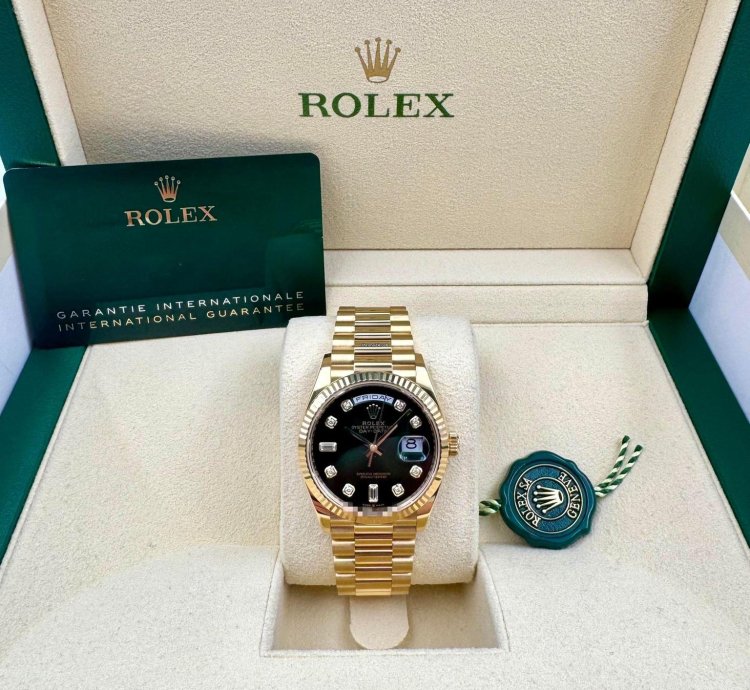 Rolex Day-date 36 36mm 128238 Green Ombre Diamond Dial Unworn 2023