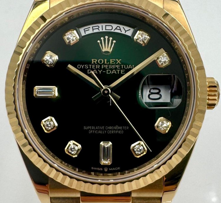 Rolex Day-date 36 36mm 128238 Green Ombre Diamond Dial Unworn 2023