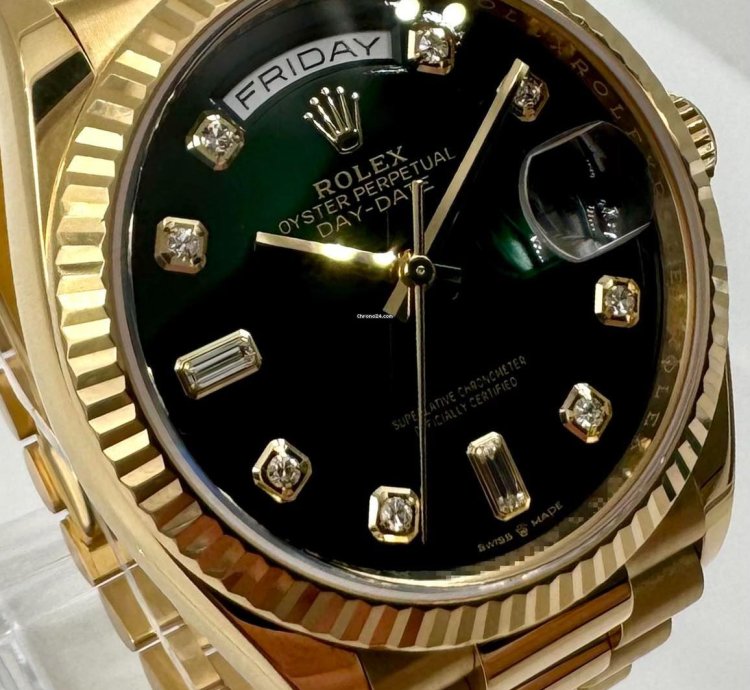 Rolex Day-date 36 36mm 128238 Green Ombre Diamond Dial Unworn 2023