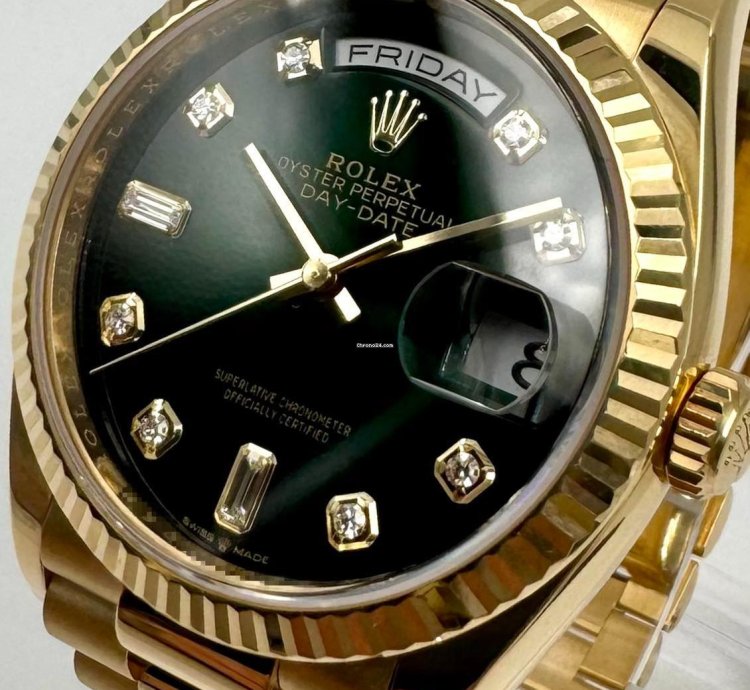 Rolex Day-date 36 36mm 128238 Green Ombre Diamond Dial Unworn 2023