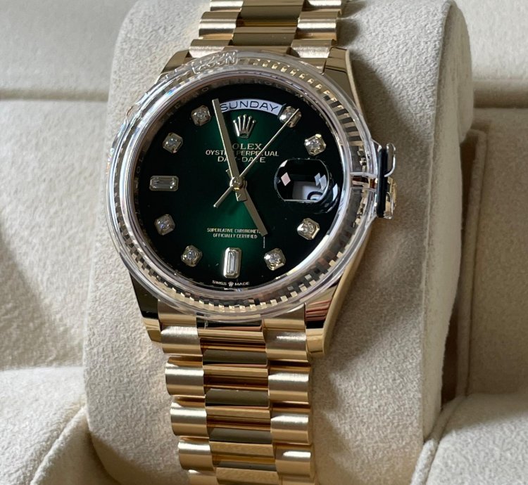 Rolex Day-date 36 36mm 128238 Ombre Green Diamond Dial Unworn Full Set 2022