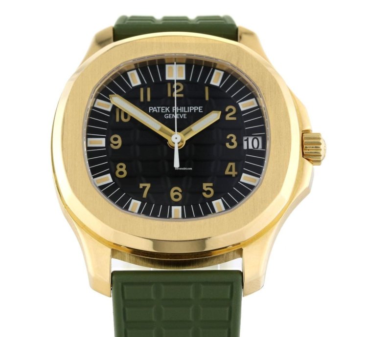 Patek Philippe Aquanaut Ref 5065 Yellow Gold 2 Straps Black