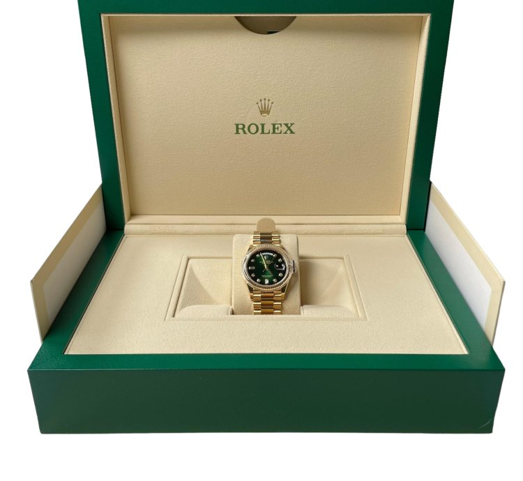 Rolex Day-date 36 36mm 128238 Ombre Green Diamond Dial Unworn Full Set 2022