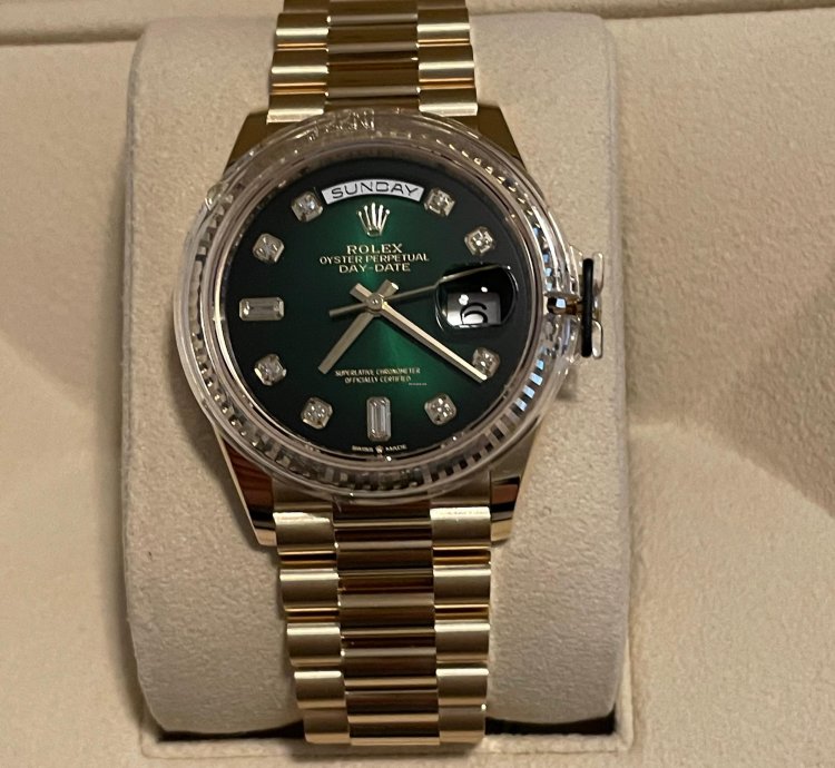 Rolex Day-date 36 36mm 128238 Ombre Green Diamond Dial Unworn Full Set 2022