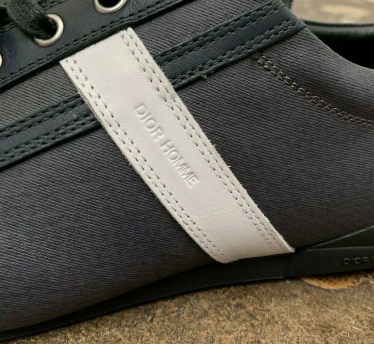 Grey And White Calfskin Suede Trainers Size 44
