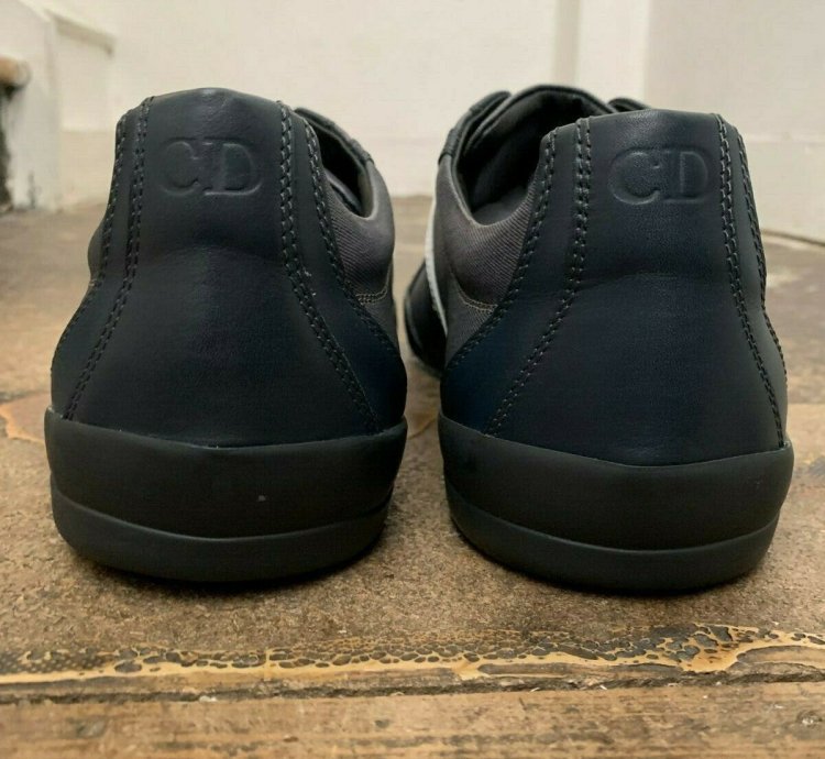 Grey And White Calfskin Suede Trainers Size 44