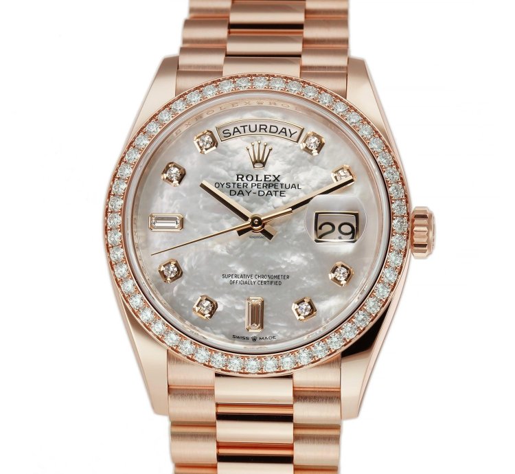 Rolex Day-date 36 36mm 18k Everose Gold President Diamond Bezel Mop Diamond Dial