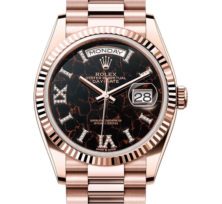 Rolex Day-date 36 36mm 18k Everose Gold President Eisenkiesel Roman Diamond Dial