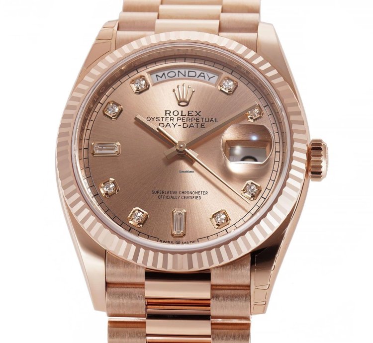 Rolex Day-date 36 36mm 18k Everose Gold President Pink Ros Diamond Dial