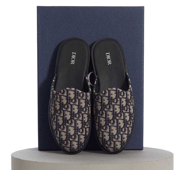Indior Mule In Beige And Black Jacquard