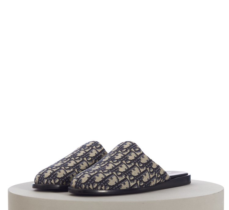 Indior Mule In Beige And Black Jacquard