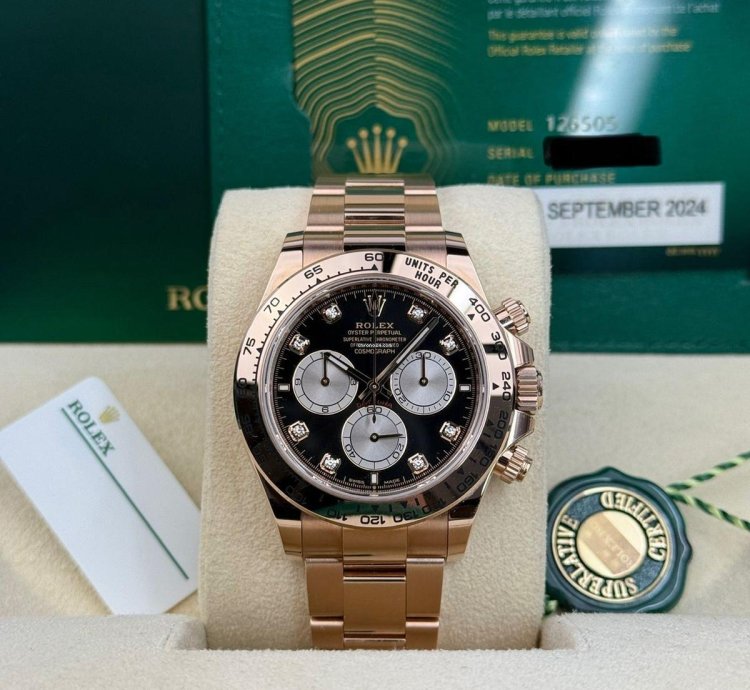 Rolex Daytona 126505 Daytona 40mm Rose Gold Black Diamond Set Oyster