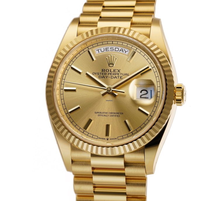 Rolex Day-date 36 36mm 18k Yellow Gold President Champagne Index Dial