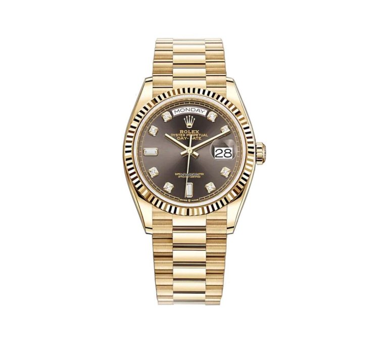 Rolex Day-date 36 36mm 18k Yellow Gold President Dark Grey Diamond Dial