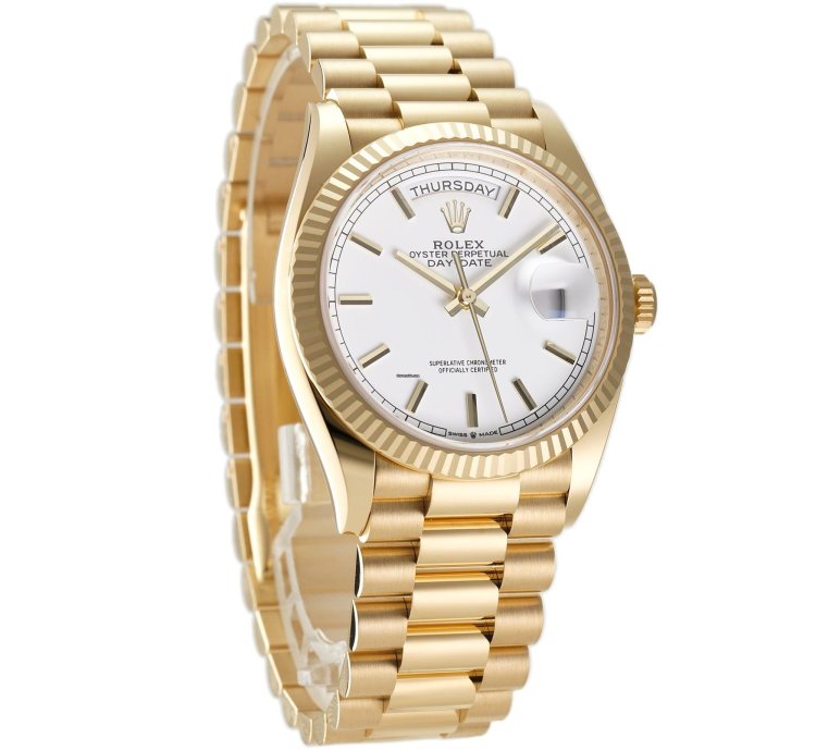 Rolex Day-date 36 36mm 18k Yellow Gold President White Index Dial
