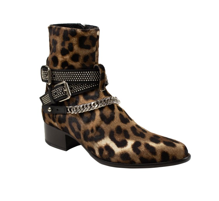 Leopard Embellished Chain Boot Size 44