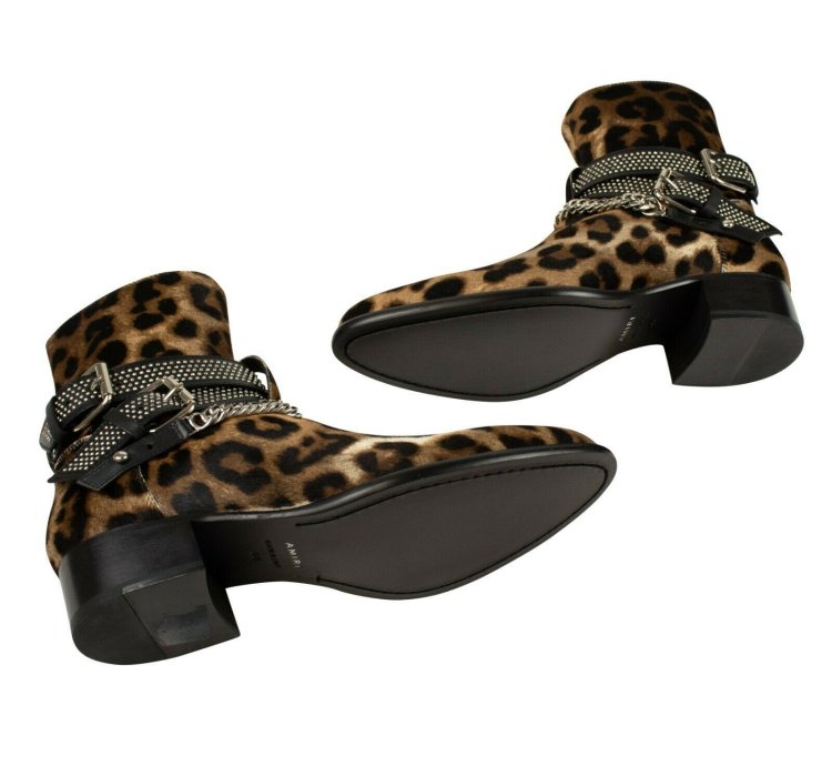 Leopard Embellished Chain Boot Size 44