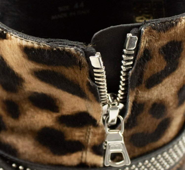 Leopard Embellished Chain Boot Size 44 5