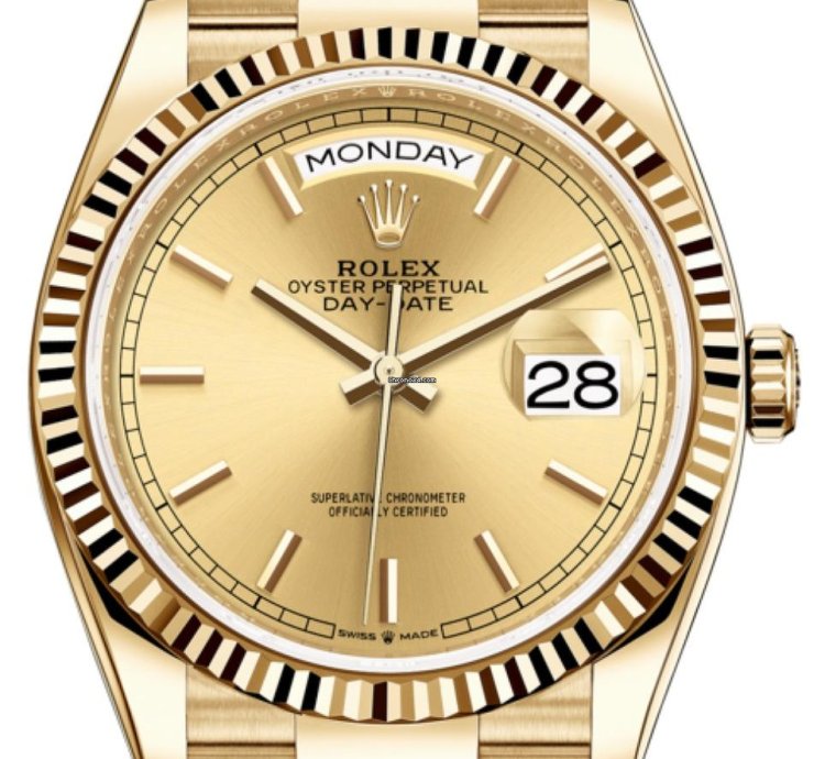 Rolex Day-date 36 36mm Champagne Index Dial President 128238