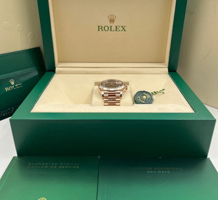 Rolex Day-date 36 36mm Chocolate Diamond Dial Rose Gold Bracelet 128235a Unworn 2023