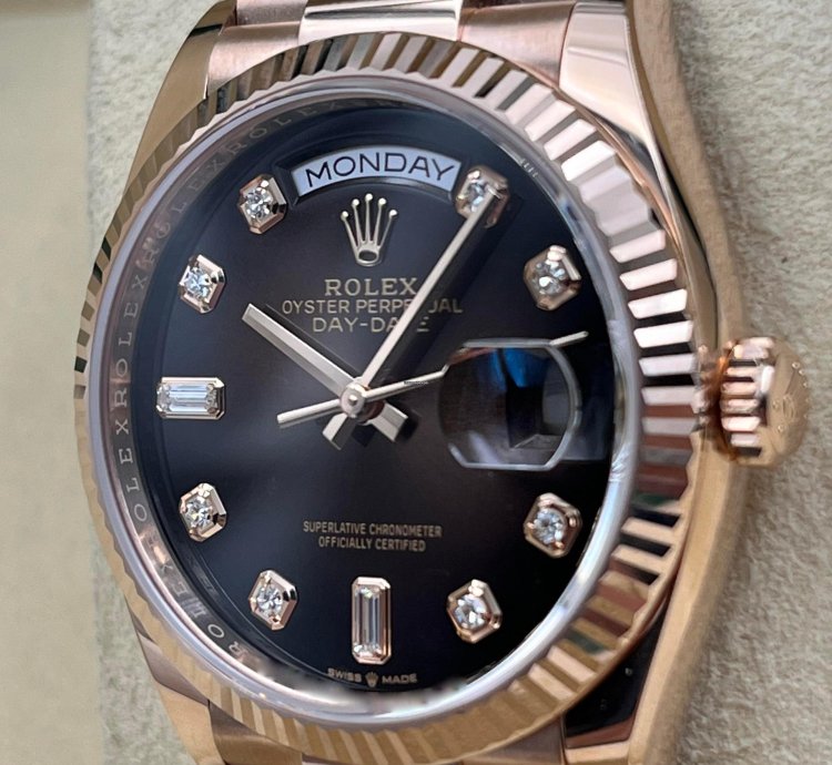 Rolex Day-date 36 36mm Chocolate Diamond Dial Rose Gold Bracelet 128235a Unworn 2023