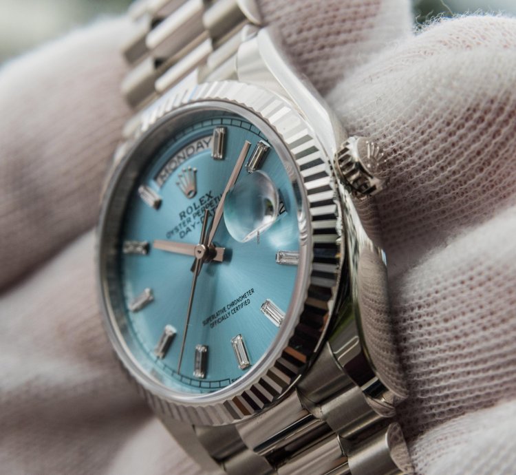 Rolex Day-date 36 36mm Dial Day-date - Ice Blue Diamond Baguette