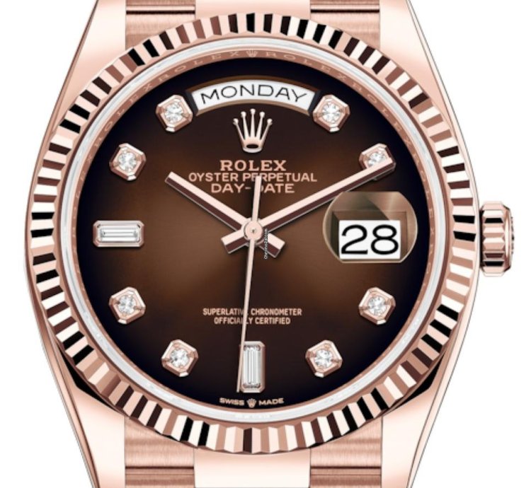 Rolex Day-date 36 36mm Everose Gold Brown Ombr Diamond-set Dial 128235