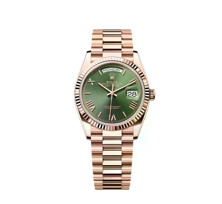 Rolex Day-date 36 36mm Everose Gold Reference 128235 Olive Dial New Release